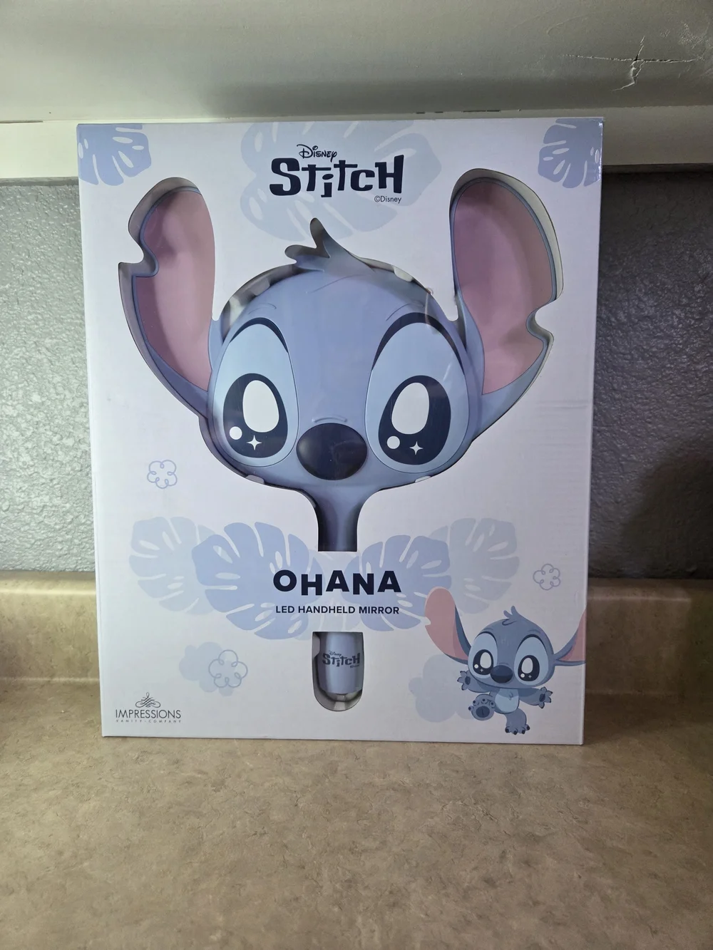Impressions Vanity Disney Stitch Ohana LED Handheld Mirror NIB